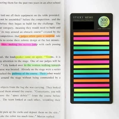 300 feuilles de notes autocollantes colorées et pratiques, étiquettes fines, marque-pages, étiquettes, pour bureau, étudiants, lecture, marquage