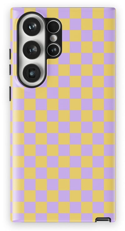 Design Hoesje Samsung Galaxy S23 Ultra | Geschikt Voor Mag | Tiny Squares Checkered Print | Backcover Samsung Galaxy S23 Ultra Lilac Lemonade