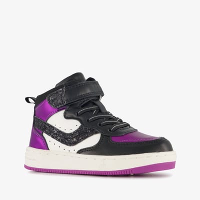 Blue Box hoge meisjes sneakers met lak zwart paars - Maat 20
