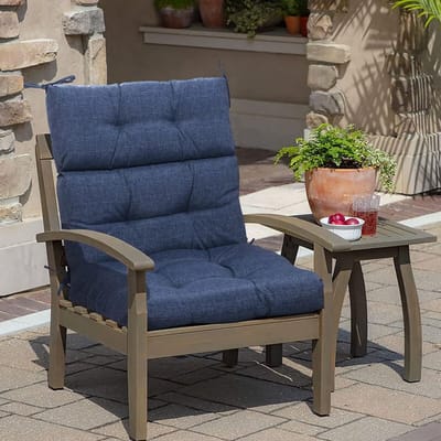 Magpie Fabrics Indoor/Outdoor Tufted High Back Cushion Set of 2, Waterproof Deep Seating, Rocking Chair Outdoor Chaise Lounge Lounger Cushions (Blue-Navy Blue)