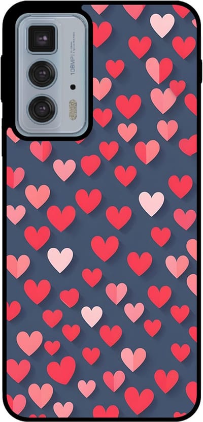 Smartphonica Telefoonhoesje Geschikt voor Motorola Edge 20 Pro met Roze en Rode Hartjes Opdruk - TPU Backcover Case With Rosé and Red Heart Design geschikt voor Motorola Edge 20 Pro