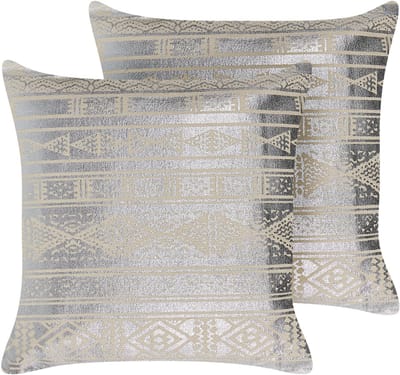 OUJDA - Sierkussen set van 2 - Zilver - 50 x 50 cm - Katoen