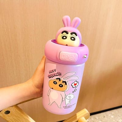 Crayon Kleine Nieuwe Thermosbeker Mannelijke en Vrouwelijke Studenten Nieuwe Hoge Uiterlijk Niveau Studenten Waterbeker Pot Roestvrij Staal Kinderen Beker met Rietje 600ml