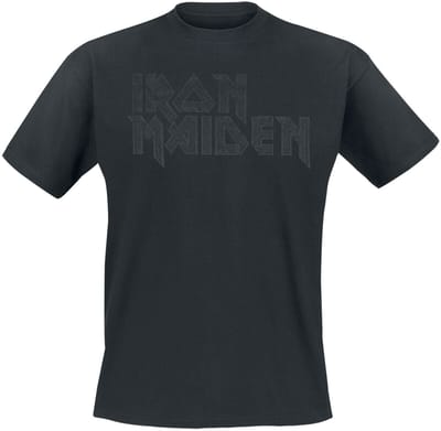 Iron Maiden T-shirt - Black On Black Logo Stacked - S tot 4XL - voor Mannen - zwart