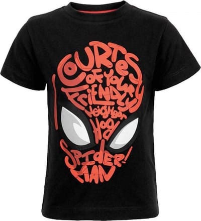 Spiderman - T-shirt - zwart - korte mouw - katoen - maat 92