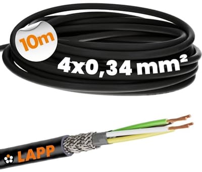 Afgeschermde besturingskabel 4 x 0,34 mm², UV-bestendig, 10 meter lengte, Aderige signaalkabel voor buitengebruik
