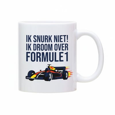 “Ik Snurk Niet! Ik Droom Over Formule 1” Racing Auto Mok – Grappig Cadeau voor F1 Fans – 330 ml Keramische Koffiemok
