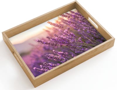 Dienblad hout 40x30 cm - Schootdienblad - Lavendel - Paars - Zonlicht - Borrelplank rechthoek - Plateau dienbladen
