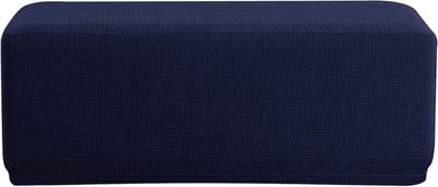 Stretch Voetenbank Hoes, Jacquard Zitting Kussen, Meubelhoes voor Ottomans en Poefen - Diepblauw, Beschermend en Stijlvol