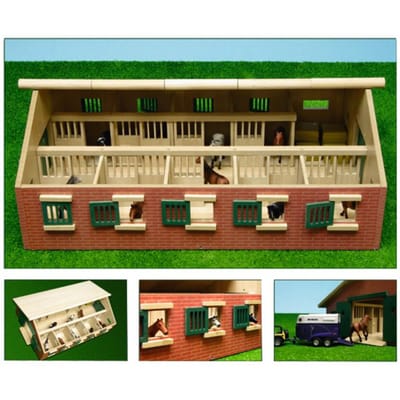 Kids Globe - Horse Stable Wood With 9 Horse Stalls 1:32