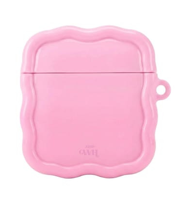xoxo Wildhearts hoesje geschikt voor AirPods 1 & 2 - Bubble Blush - Ook als telefoonhoesje verkrijgbaar - Schokbestendige wavy case - Koptelefoonhoesje - Beschermhoes met golvend design - Roze