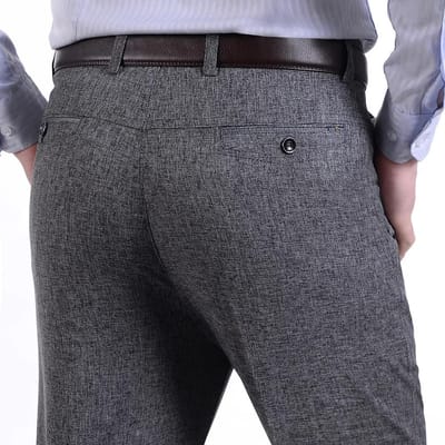 Herenbroeken Middelbare Leeftijd Mannen Broeken Casual Losse Dunne Broeken voor Mannen Recht Hoge Taille Man Broek 37 gray