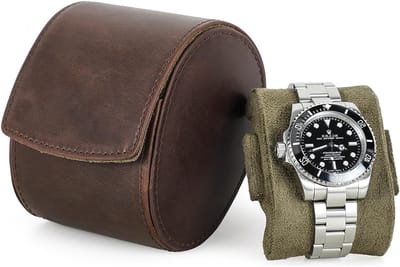 Reisdoos voor Horloges met Leren Opbergdoos voor 1 Horloge en Verwijderbare Kussens voor Bescherming en Draagbaarheid