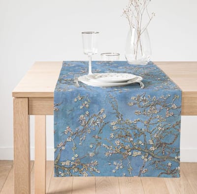 Velvet Textiel Tafelloper 45x135 - Amandelbloesem, Van Gogh - Tafellaken - Runner - Tafellaken - Tafelkleed - Kleed