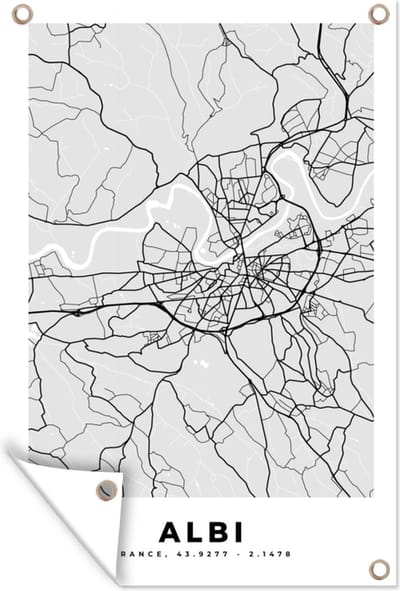 Muurdecoratie Frankrijk – Albi – Stadskaart – Plattegrond – Kaart - 120x180 cm - Tuinposter - Tuindoek