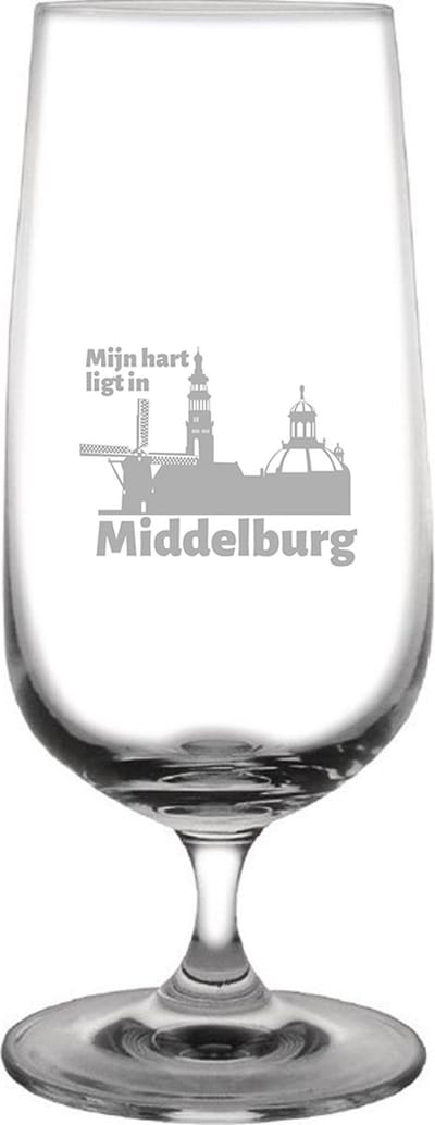 Gegraveerde bierglas op voet 41cl Middelburg