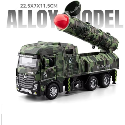 1:32 Schaal Raketvrachtwagen Speelgoed Modelauto Raketlanceerder Voertuig Metaal Diecast Geluid Licht Pull Back Militaire Modellen Jongens Cadeaus