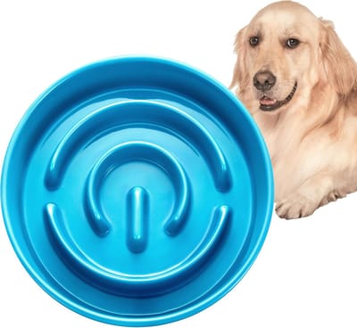 Famanu – Anti-schrokbak voor honden - antischrokbak voor honden - keramiek - slow feeder voor hond - langzame voeding voor middelgrote/grote hond - Ø 21 cm - 1000 ml - hemelsblauw
