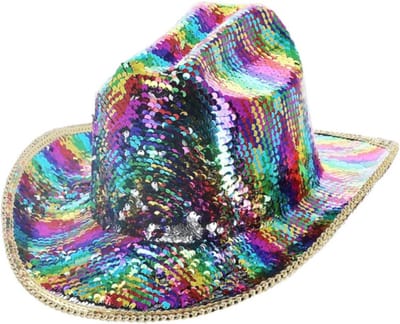 Fever - Deluxe Sequin Cowboy Hat Kostuum Hoed - Regenboog