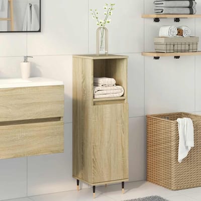 vidaXL - Badkamerkast - 30x30x100 - cm - bewerkt - hout - sonoma - eikenkleurig