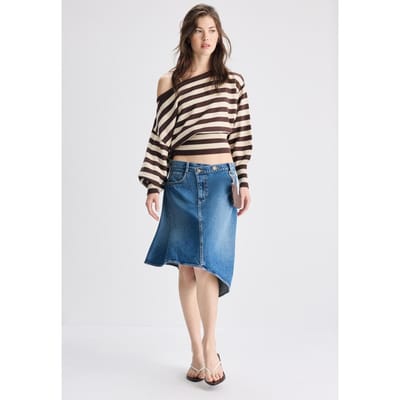 Stradivarius Asymmetrische trui met ribboord  Bruin L