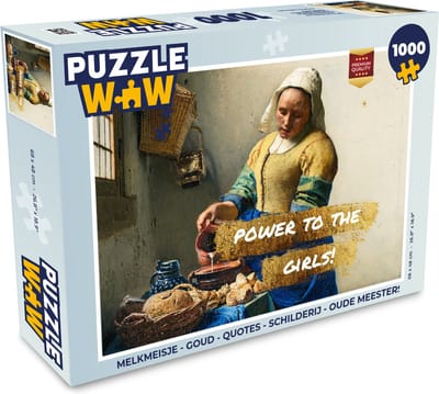 Puzzel Melkmeisje - Goud - Quotes - Schilderij - Oude meesters - Legpuzzel - Puzzel 1000 stukjes volwassenen