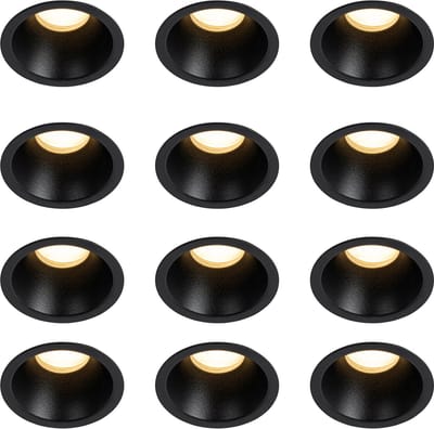 QAZQA dept - Moderne Inbouwspot - 12 stuks - Ø 6.5 cm - Zwart - Woonkamer | Slaapkamer | Keuken
