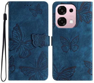 Coverup Hoesje - Geschikt voor OPPO A6 Pro 5G Hoesje - Coverup Vlinders Book Case - Blauw
