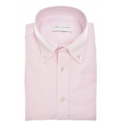 John Miller Overhemd Striped Slim Casual Organic Cotton Oxford Button-Down Roze / male