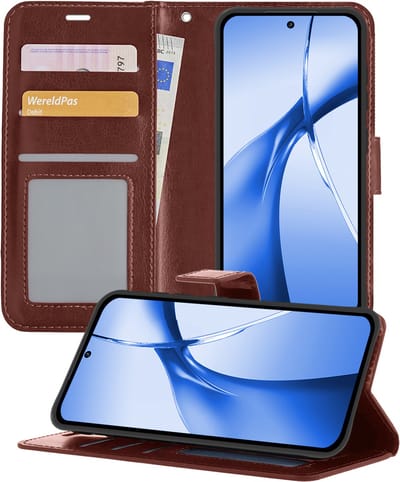Hoesje - Geschikt voor OnePlus Nord CE4 - Luxe Bookcase - Walletcase Hoes - Portemonnee - Cover - Telefoonhoes - Bruin