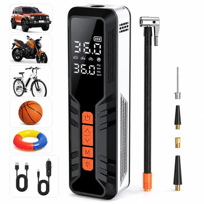 Sounix elektrische fietspomp - Oplaadbaar & Draagbaar - Tot 10.3 Bar - Voor Fiets, Scooter, Motor en Auto - Elektrische Bandenpomp