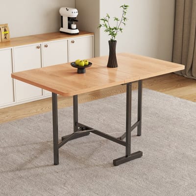 DESMIU Eettafel - Uitschuifbaar En Opvouwbaar Voor Ruimtebesparend Gebruik - Voor Keuken En Eethoek - MDF In Amerikaans Wit Eiken