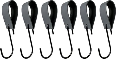 Leathergoodz - Leren S-haak hangers - Donkergrijs - 6 stuks - 16 x 2,5 cm - max ø38mm - Leer - handdoekhaakjes - Ophanghaken – kapstokhaak