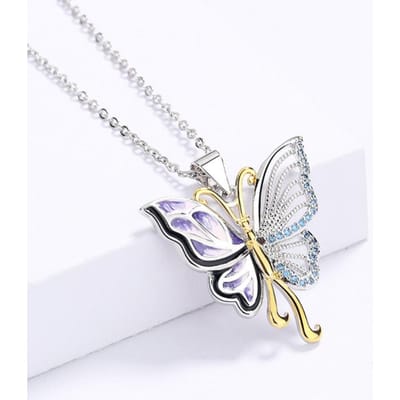 Retro Paleis Goud Verdeeld Olieverf Schilderij Vlinder Ring Ketting Asymmetrische Oorbellen Drie Delig Set