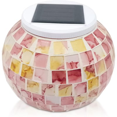 Solar Mozaïek Pot Licht Kleurrijke Solar Gazonverlichting Solar Tuin Landschapsverlichting Buiten Decoratief roze