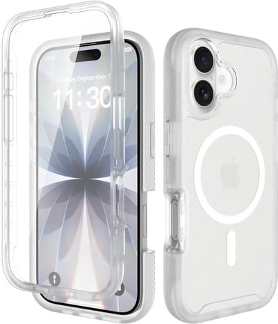 Hoesje met Ingebouwde Screenprotector Geschikt voor Apple iPhone 17 - Compatibel met MagSafe / Qi2 - Full Protect - Schokbestendige Beschermhoes - Case Matte Transparant