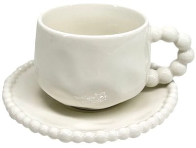 Almina – koffiekopjes set – Pearly 12-delig – parelhandgreep – pearly – 200 ml