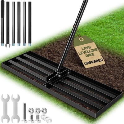 Gazon egaliseerhark - Grondstrooier - Tuin egaliseren - Verstelbare steel - 76 cm breed - Zwart