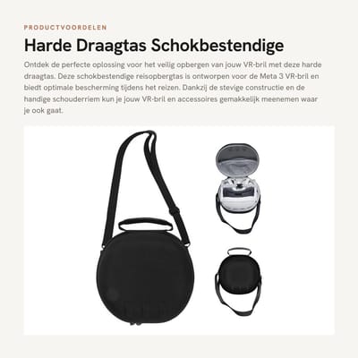 Dailygoods- Draagtas Schokbestendig - Harde Reisopbergtas - Beschermhoes voor Meta 3 VR-bril - Schoudertas - Grote Capaciteit - EVA Materiaal - Opbergtas