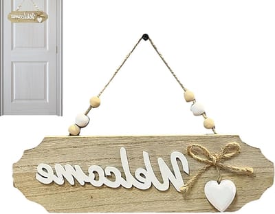 Houten welkomstbord - Deurdecoratie huis - Entree versieren - Rustieke boerderijstijl - 26x8 cm - Geel
