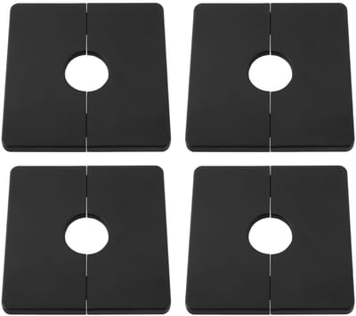 Dailygoods - Set van 4 Zelfklevende Rozetten voor Douchekoppen en Buizen, Zwart