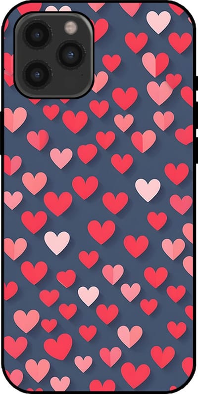 Smartphonica Telefoonhoesje Geschikt voor iPhone 12 Pro Max met Roze en Rode Hartjes Opdruk - TPU Backcover Case With Rosé and Red Heart Design geschikt voor iPhone 12 Pro Max