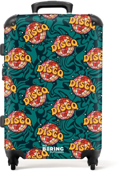 NoBoringSuitcases.com - Grote koffer - Retro disco wave bal patroon kleurrijk - Kinderkoffer geschikt voor jongen en meisjes - Reiskoffer met 4 wielen - Trolley op wieltjes - Rolkoffer groot kinderen - 72 liter - Ruimbagage valies 20kg