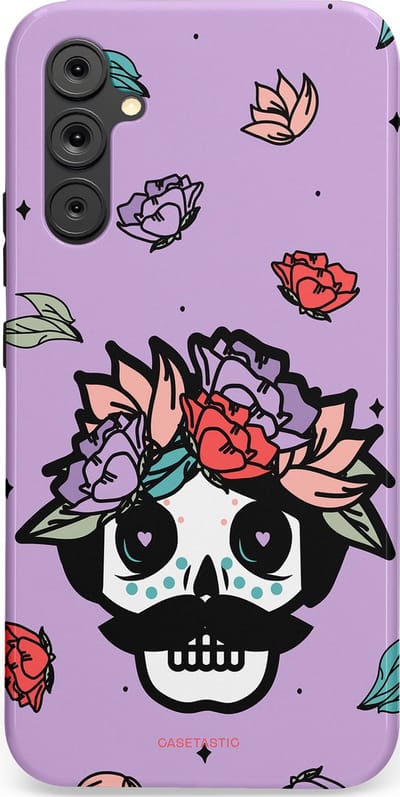 Casetastic Hoesje Geschikt voor Samsung A34 (5G) - Stijlvolle Beschermende Duo-layer Case - Schedel Snor