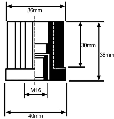 Roestvrijstalen voet M16x230, voetplaat 105 mm, onderlegplaatje en bevestigingsgat + inzetstukken 40x40x2 mm – Set van 4