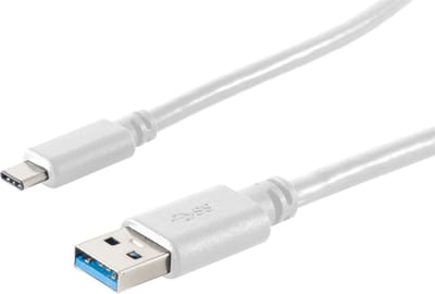 USB-C naar USB-A kabel - USB3.0 - tot 2A / wit - 1,8 meter