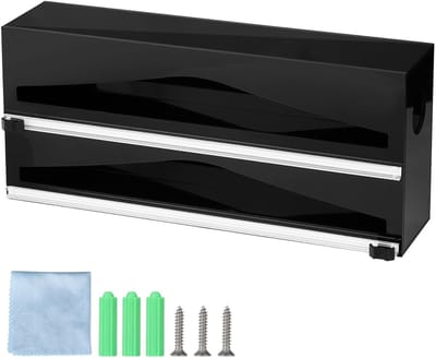 Dailygoods- Voedselfolie Dispenser Magnetisch - Foliedispenser - Rollenhouder - Filmsnijder - Kunststof/Aluminiumfolie - 2 Vakken 31 cm - Foliehouder