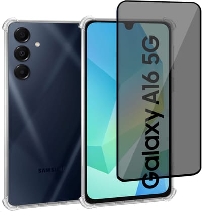 Geschikt voor Samsung Galaxy A16 5G - Hoesje + Privacy Screenprotector – Privé - Gehard Glas Cover