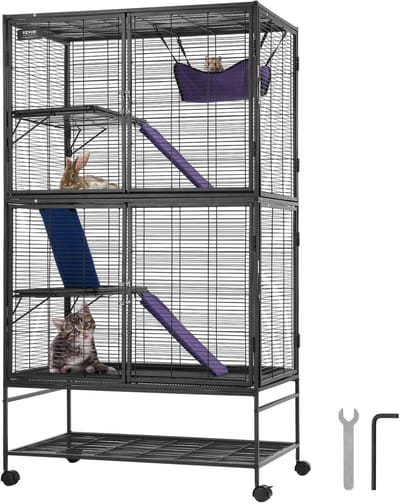 Archi Rollende hamsterkooi – Dierenkooi - Knaagdieren - 4-Laags – Hamsters - Cavia’s - Chinchilla’s – Zwart - 45.5 x75.5 x 175.5 cm