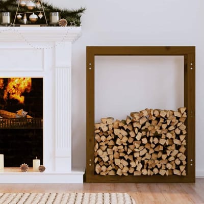 Brandhoutrek - Houtopslag rek - Haardhout bewaren - Massief grenenhout - 80 x 25 x 100 cm - Natuurlijk hout